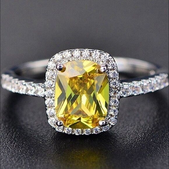Citrine Princess Halo Ring - Picture 1 of 5